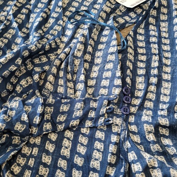 NWT URBAN OUTFITTERS | Silver Sun Navy Mini Wrap Dress Butterfly | Sz. S - Picture 9 of 11